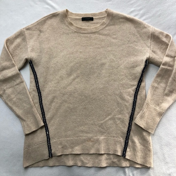 J. Crew Metallic Braid Wool Sweater Cream - Picture 2 of 7